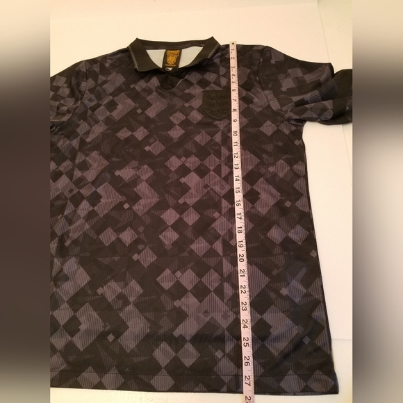 Score Draw Official Men's Retro Football Polo  Shirt Size Large Gray Black - Picture 9 of 12